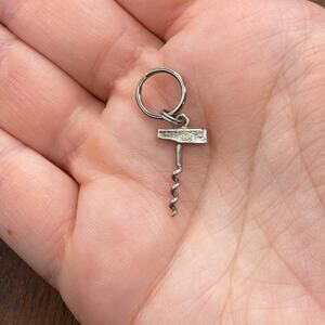Vintage 925 Sterling Silver Corkscrew Cork Wine Bottle Pendant Bracelet Charm
